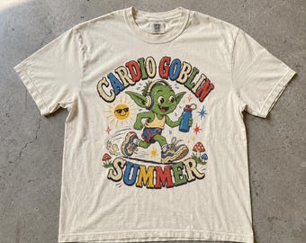 Cardio Goblin Summer Shirt, Jogging Troll Graphic Tee for Running Exercise T-Shirt for Jogging Sunny Outdoors, Comfort Colors