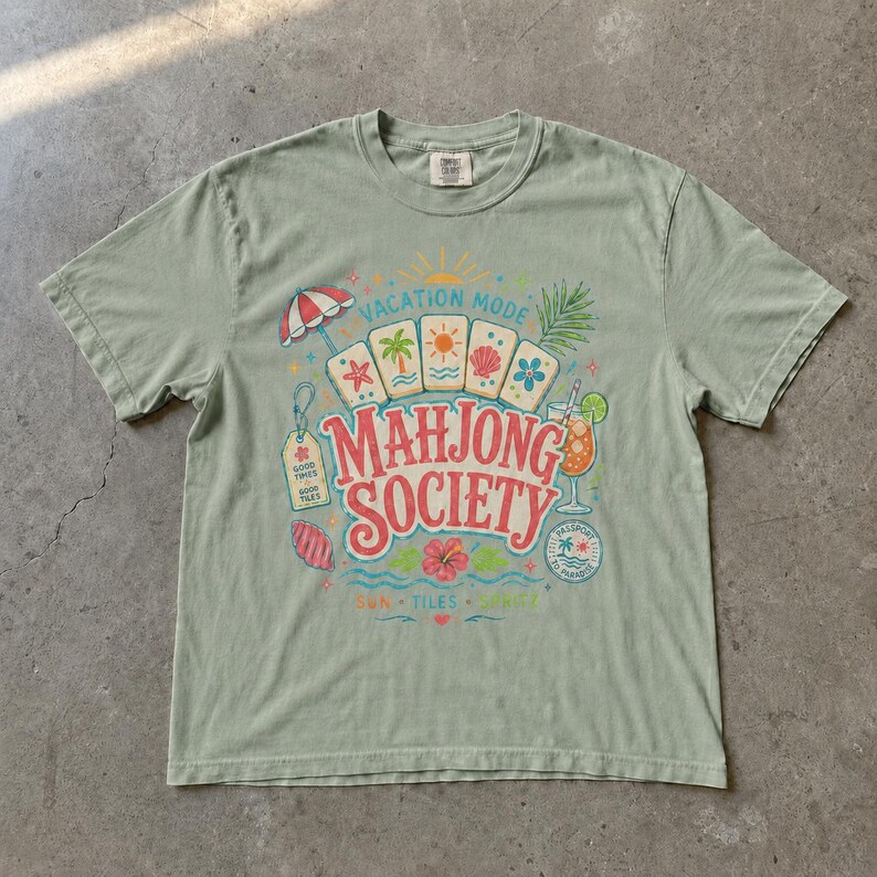Chemise de vacances Mahjong Society, t-shirt à carreaux Majong Spritz d'été image 3