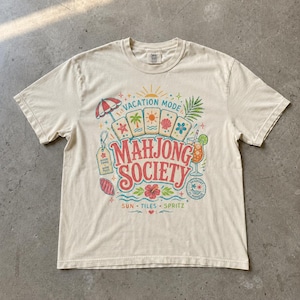 Chemise de vacances Mahjong Society, t-shirt à carreaux Majong Spritz d'été image 1