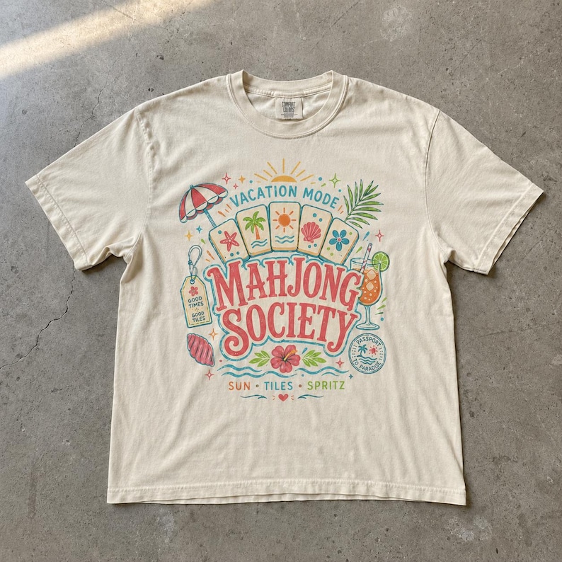 Chemise de vacances Mahjong Society, t-shirt à carreaux Majong Spritz d'été image 1