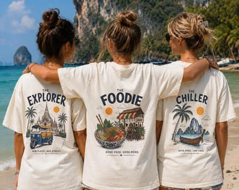 Thailand Holiday Friend Group Shirts, The Explorer Foodie Chiller Tuktuk Temple Beach Streetfood Aroi Matching Vacation Tees, Comfort Colors