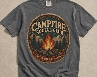 Campfire Social Club After Dark Division Shirt, Faux Patchwork T-Shirt, Campfire Design Tee