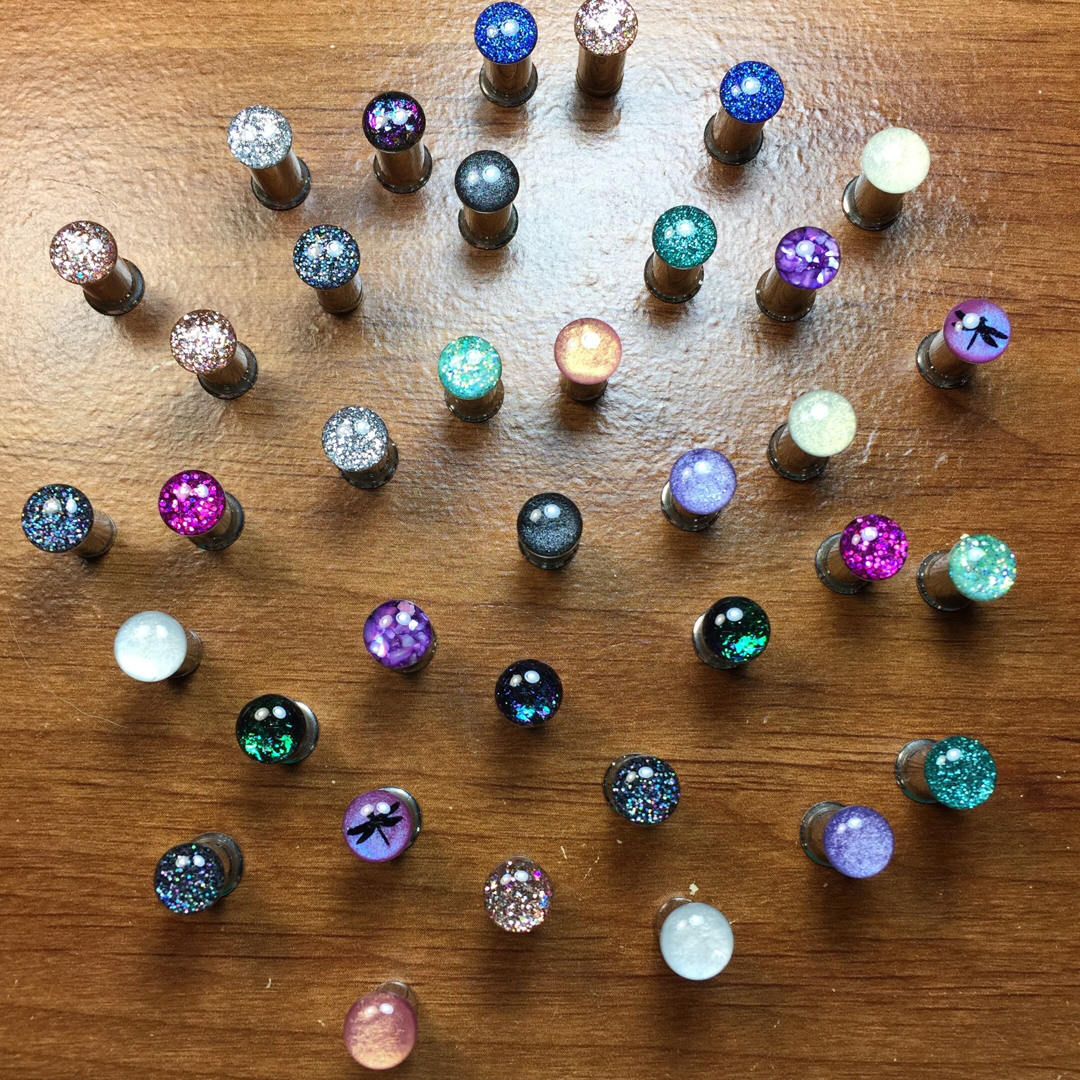 2g Plugs 2 Pair SET 2g Ear Gauges Black Jelly Pearl Etsy