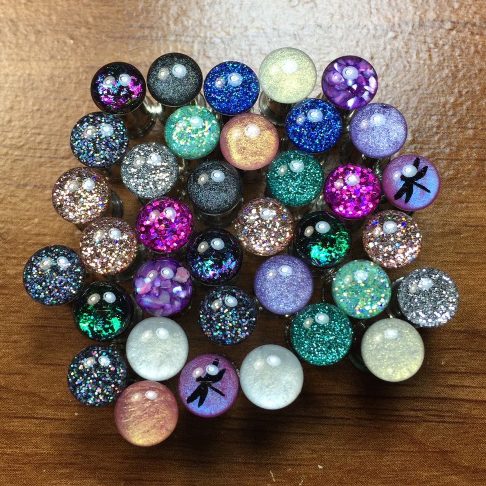 2g Plugs 2 Pair SET 2g Ear Gauges Black Jelly Pearl Etsy