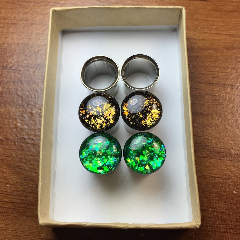 7/16 Plugs 3 Pair SET 11mm Ear Gauges Jade Forest Green Etsy