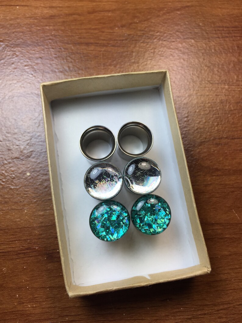 7/16 Plugs 3 Pair SET 11mm Ear Gauges Teal Jewel Shard Etsy