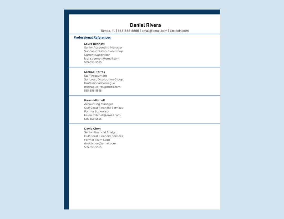 Accounting Reference Template | Professional Job References (canva) - Etsy