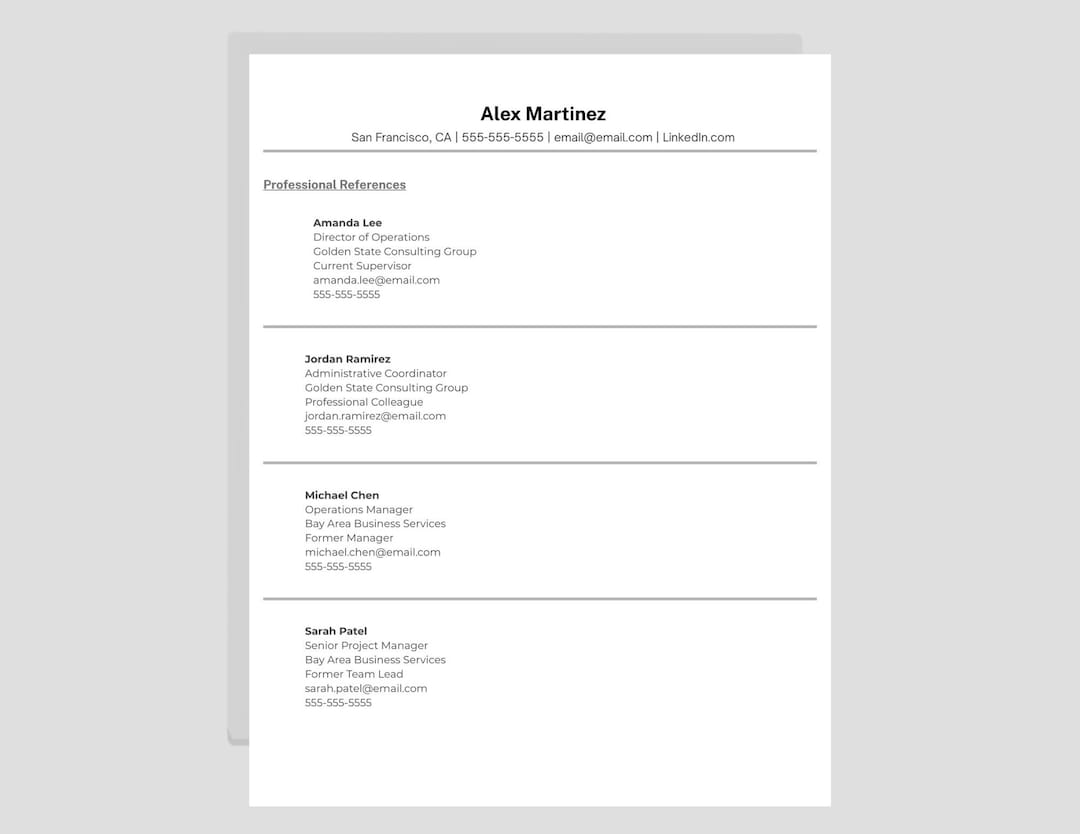 Complete Refrence Template Entry-level Corporate Reference Page Template | Professional References ...