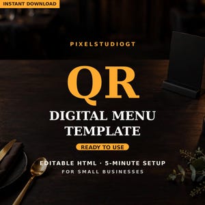 QR Code Digital Menu Template for Restaurants | Editable HTML Menu, 5-Minute Setup | Instant Download