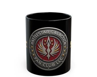 Battlestar Galactica Fan Club Emblem Black Mug | Black Ceramic Coffee Cup