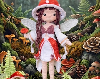 Patrón de ganchillo para muñeca de hada, PDF de amigurumi mágico, tutorial fácil para muñeca de temporada, descarga digital instantánea, patrón en inglés