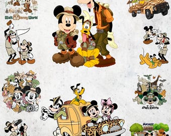 Paquete Safari Mouse y sus amigos PNG, Personajes de dibujos animados de safari, Vacaciones familiares de safari PNG, Vamos a la aventura PNG, Ratón leopardo PNG