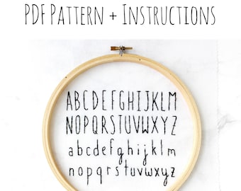 PATTERN: Print Alphabet Hand Embroidery Pattern with Instructions