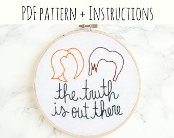 PATTERN: X-Files Mulder and Scully's Hair Hand Embroidery Pattern with Instructions