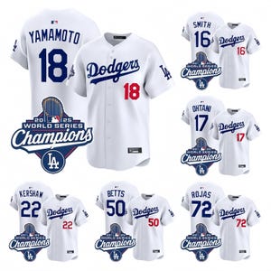 Personalized Los Angeles Dodgers  White 2025 World Series ChampionsJersey, Custom Name & Number, Embroidered  Gift
