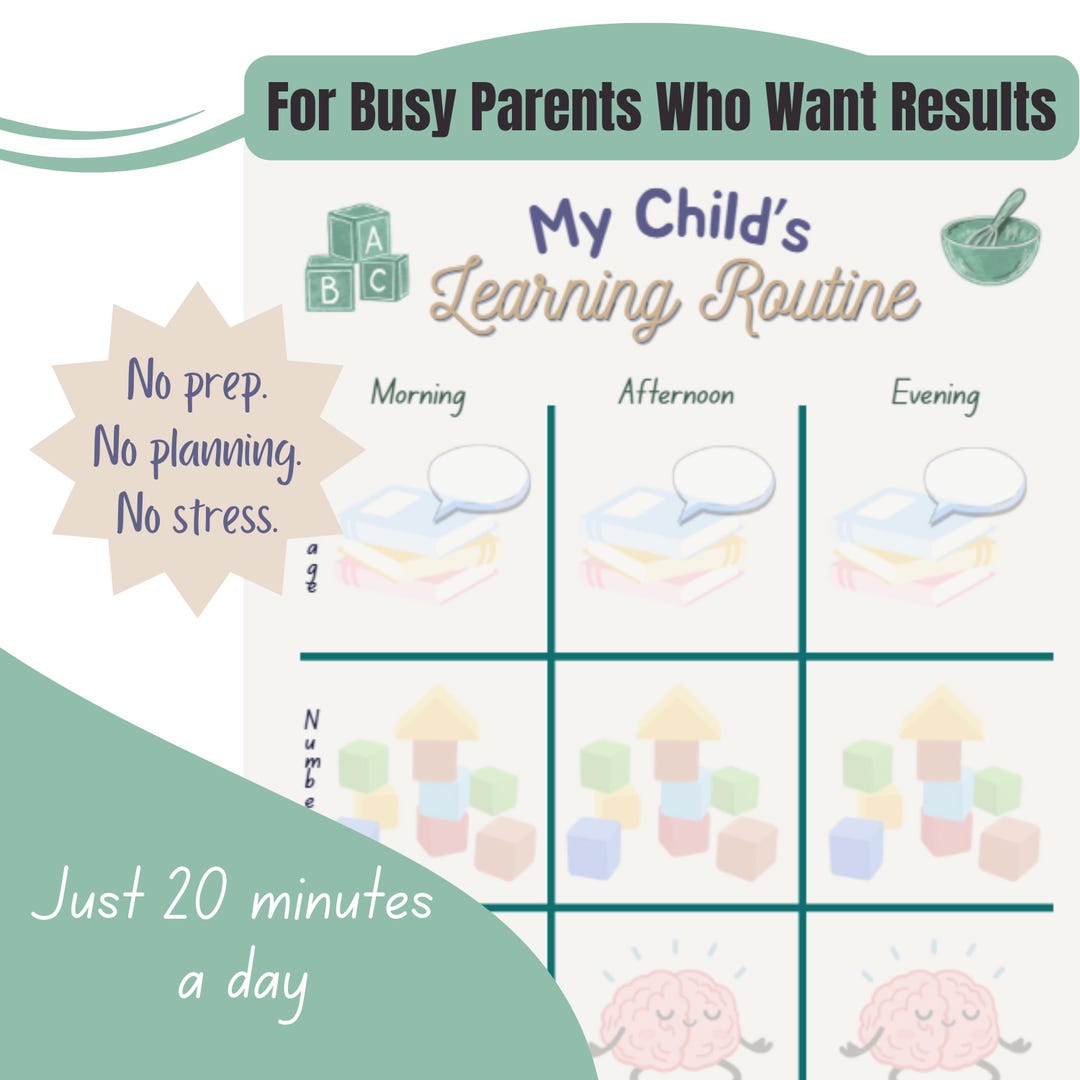 Toddler Learning Routine 20-minute Kids Learning Routine | No Prep Daily Schedule, Preschool ...