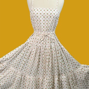 Kappi Vintage 70s Floral Sundress, Cottagecore Strappy Sundress XS/S