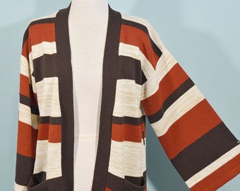 Vintage 60s/70s Striped Cardigan Sweater L