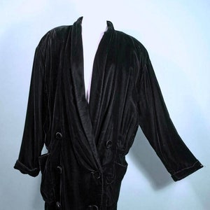 Norma Kamali Vintage Black Velvet Coat, Double Breasted Oversized Fit, SZ L image 1