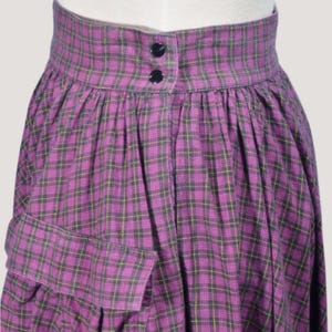 80s Full Skirt with Pockets, Purple Plaid 24" Waist image 7