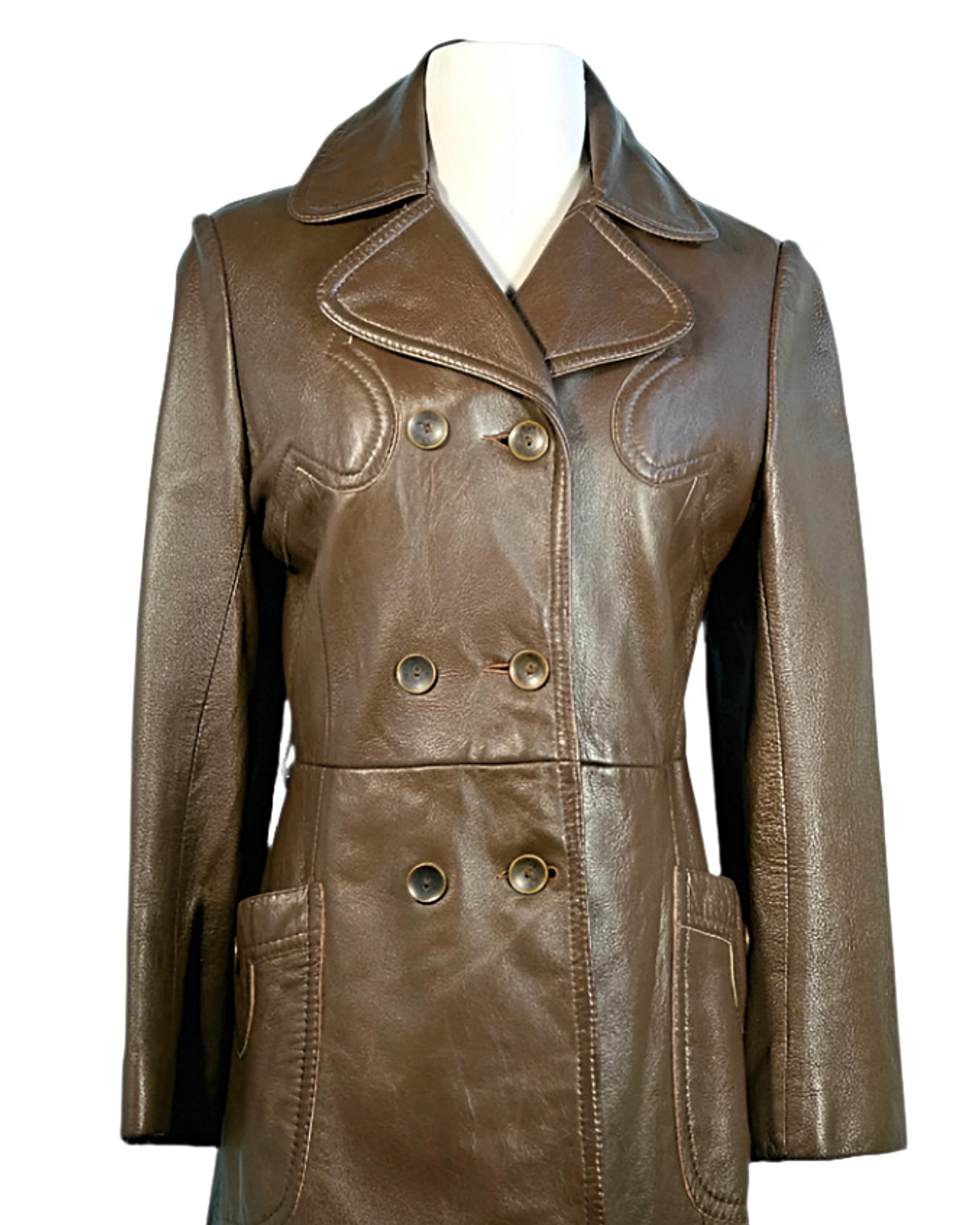 ジャケット・アウター Vnintage leather mods coat Mod Leather Coat - Etsy