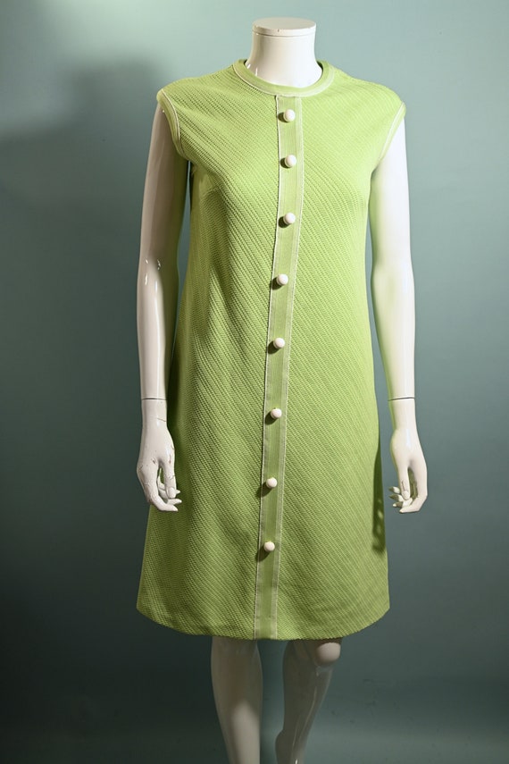 Vintage 60s Mint Green Mod Dress M - image 2