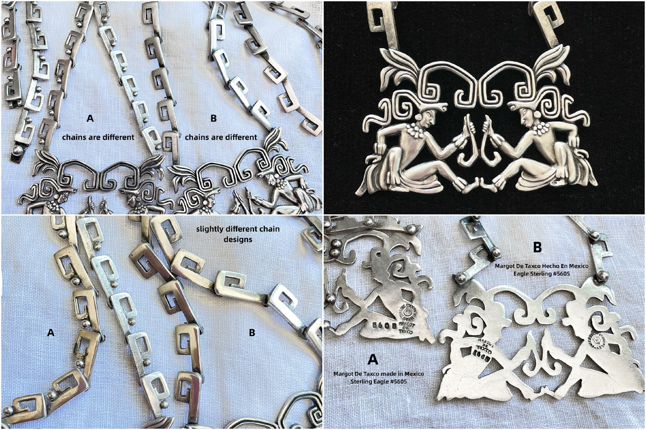 Margot De Taxco, Maya Lords Sterling Necklace, #5605 Book