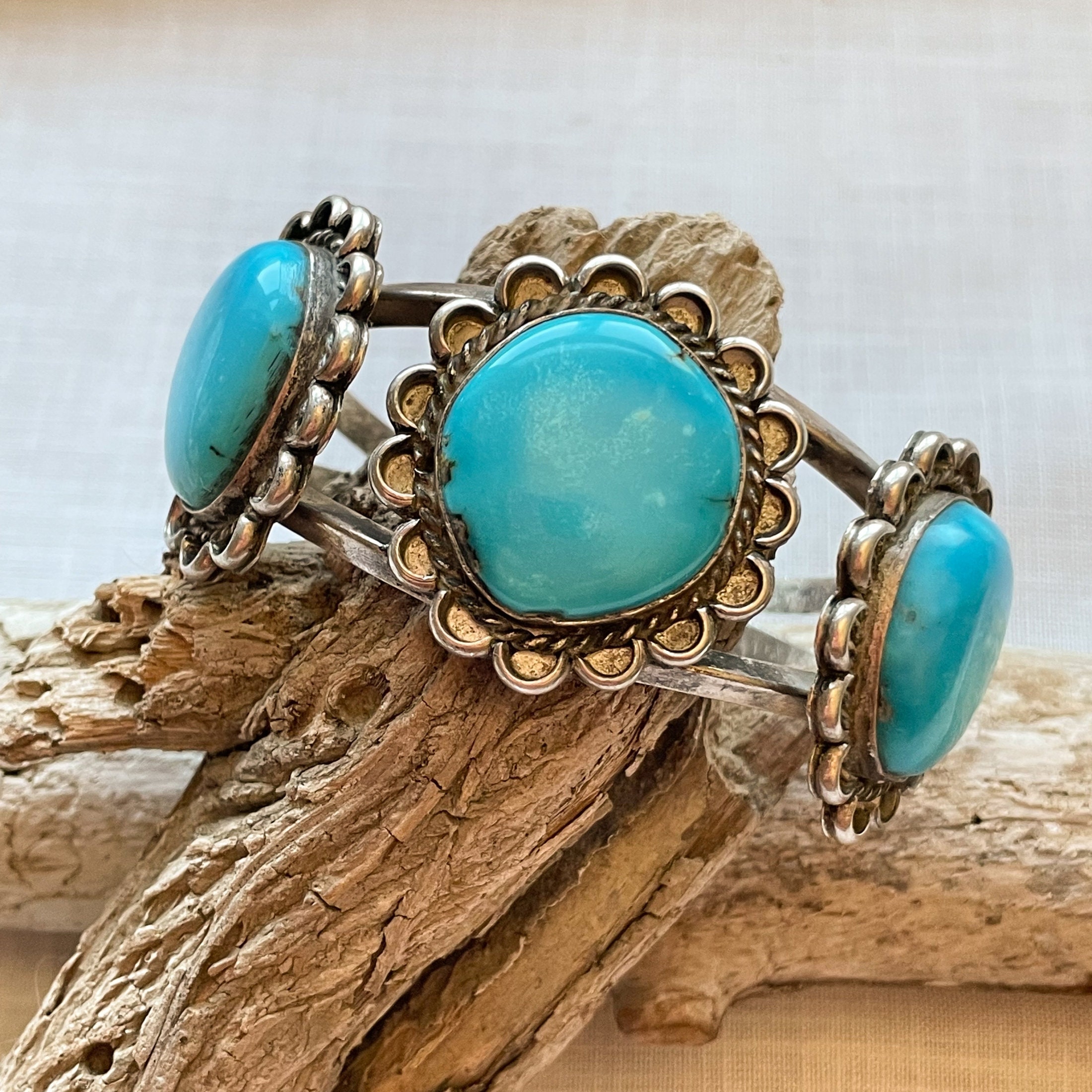 VINTAGE 60s〜70s Navajo Turquoise Bangle Vintage 60s Navajo, Blue Gem Turquoise Native American Cuff