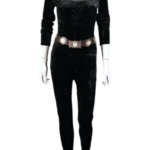 Mono de gato de terciopelo negro/malla de los años 90 de I Magnin, sexy, ajustado, talla XS/S