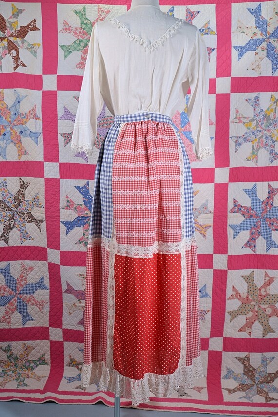 SALE Vintage 60s Patchwork Gingham & Lace Skirt, … - image 5