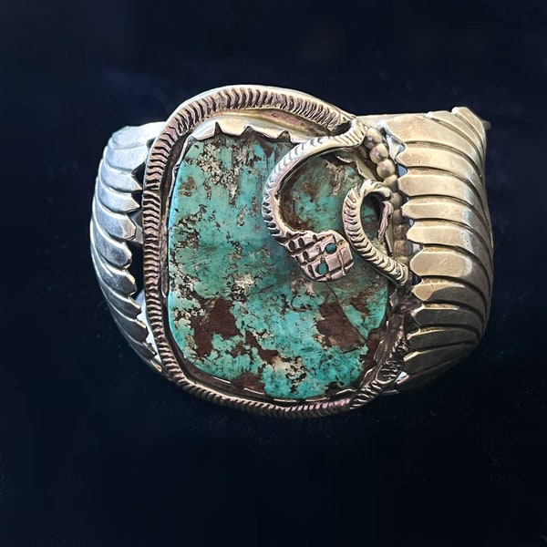 Dan Simplicio Sterling Turquoise Snake Statement Cuff Bracelet