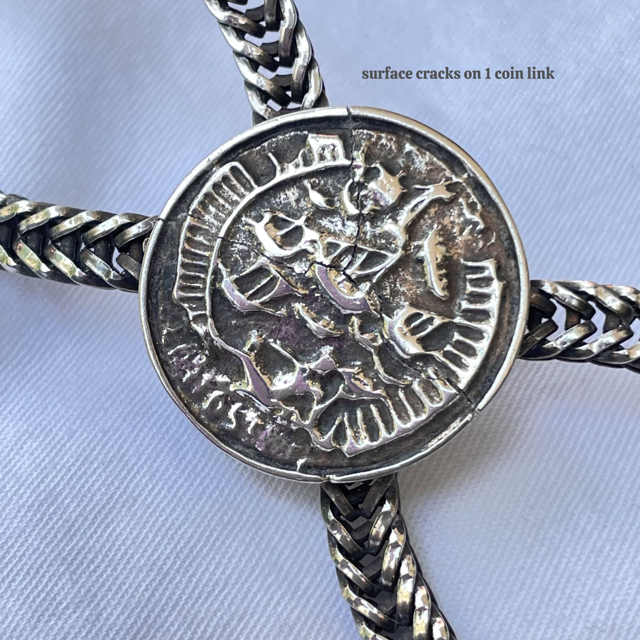 Vintage Silver Tone Asian Face Coin Chain Belt: Boho  display picture 2