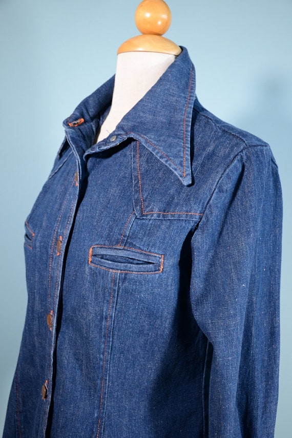 Vintage 60s/70s Womens Denim Shirt by Back Gamin M - image 4