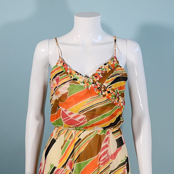 Vintage 70s Spaghetti Strap Summer Dress, Nautica… - image 1