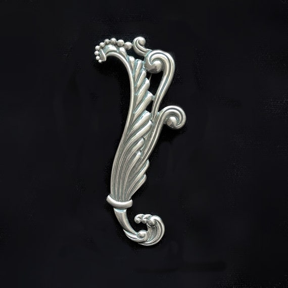 Vintage Elegant Long Swirly Los Castillo Brooch, … - image 2