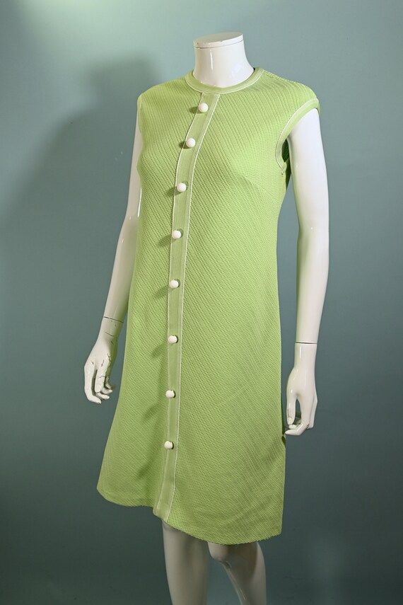 Vintage 60s Mint Green Mod Dress M - image 8