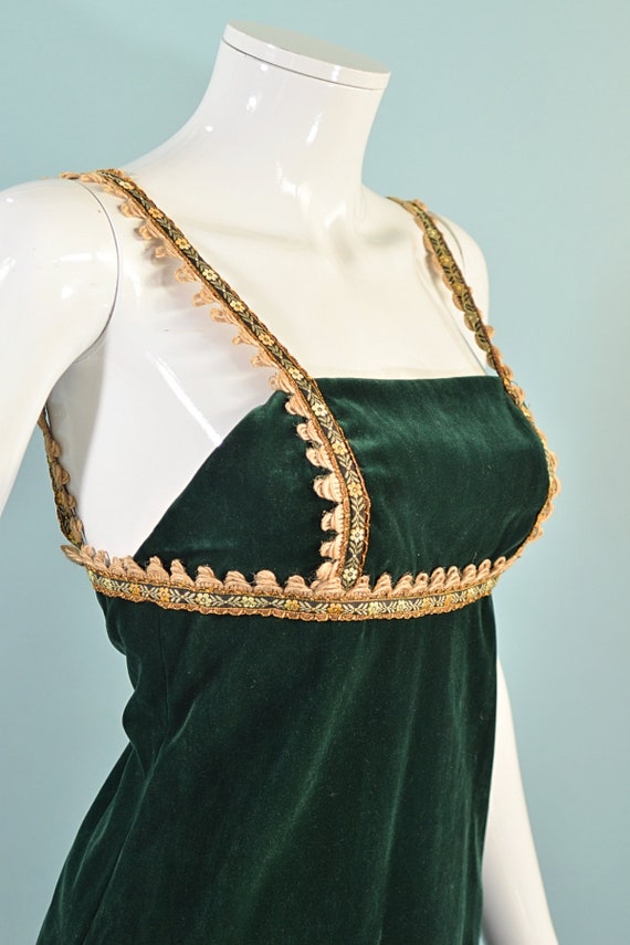 Vintage Gunne Sax Green Velvet Mini Dress, 1960s B