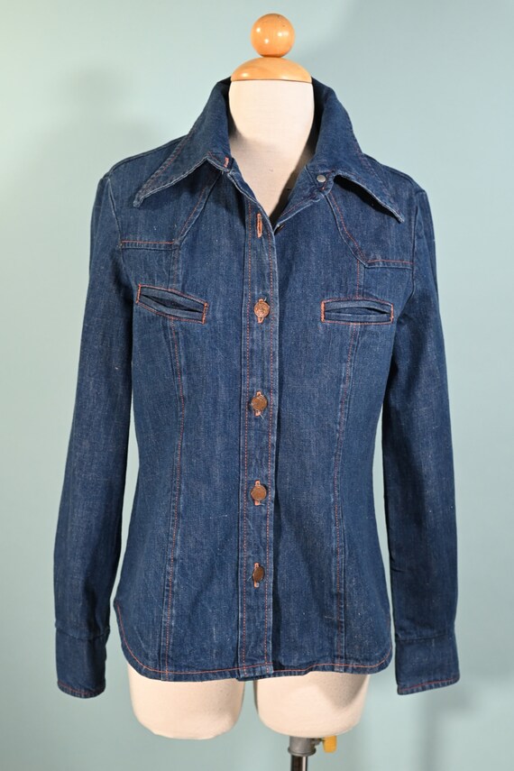 Vintage 60s/70s Womens Denim Shirt by Back Gamin M - image 8