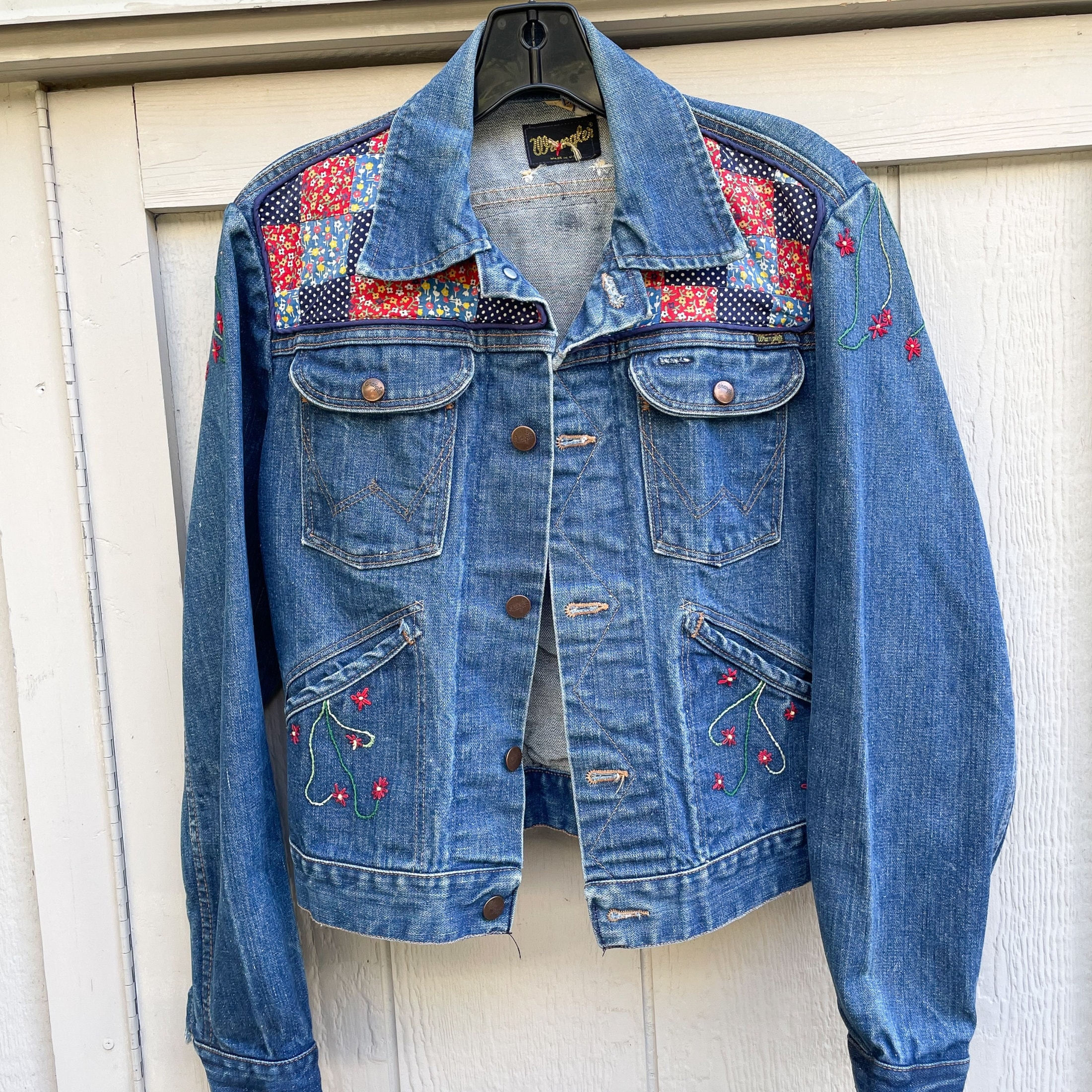 Vintage 70s Wrangler Embroidered/genuine Patchwork Denim Vintage 70s Wrangler Embroidered/genuine Patchwork Denim