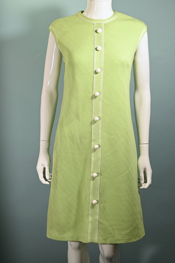 Vintage 60s Mint Green Mod Dress M - image 5