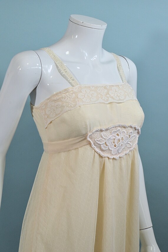 Vintage 60s Cream Sheer Lace Maxi Dress, 20s Styl… - image 8