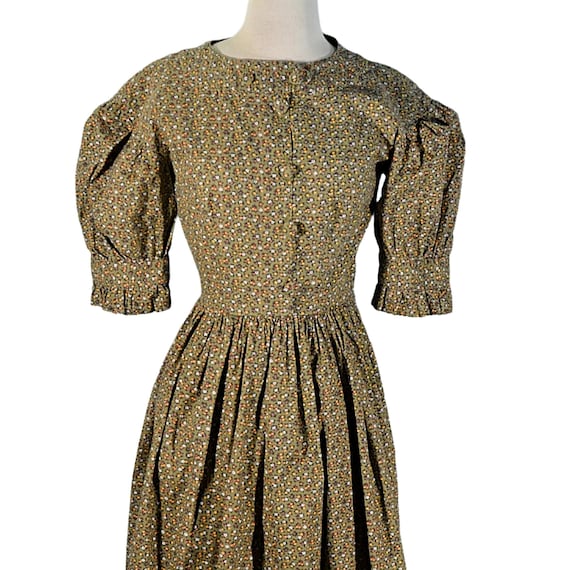 green calico dress Janice josie green calico dress and bonnet