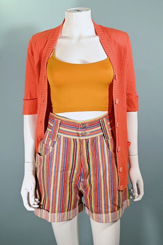 60s Orange V Neck Mod Short Sleeve Top, Marbella … - image 4