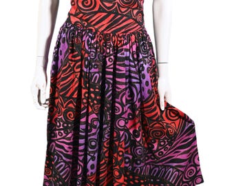 New Wave Post-Modern Skirt, 80s Glam Hg Waist Skirt M