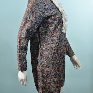 60s Mod Mini Dress, Lace Collar Paisley Print by Carol Brent S image 7