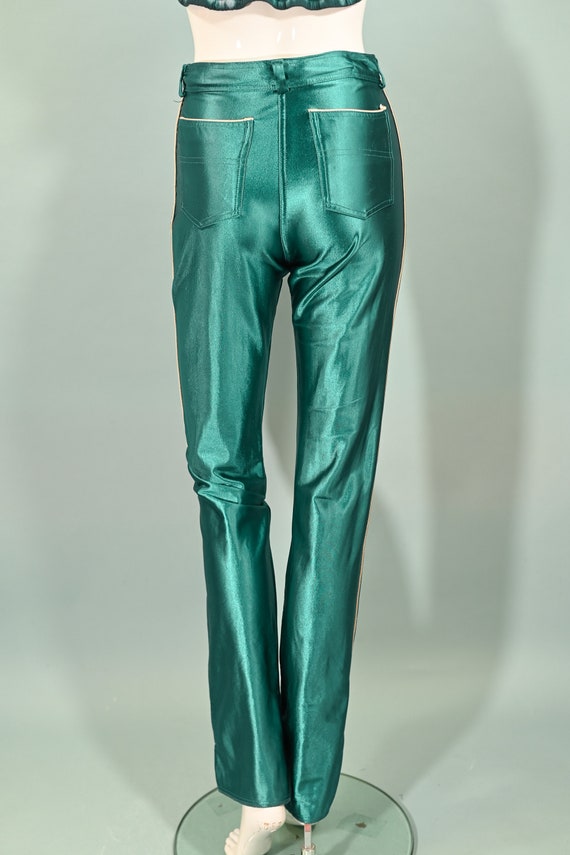 Vintage 70s Teal Spandex Disco Pants, The Great E… - image 7