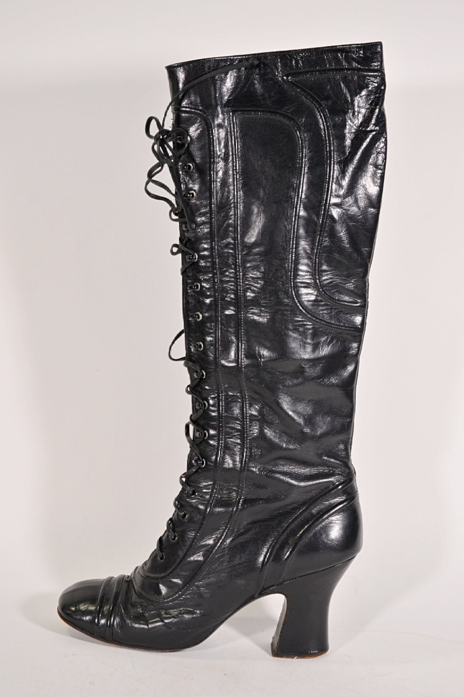 Vintage 1960s Black Leather Lace up Granny Boots by Mandels Etsy