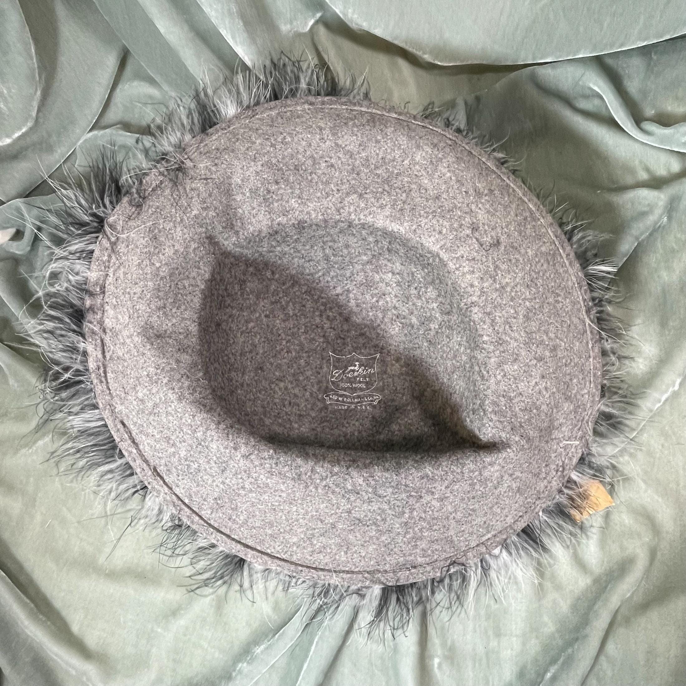 Gorgeous 1960\'s pale gray Ostrich feather hat. Single Plume Feather Hat Pin - Silver – Tall Toad main image 3
