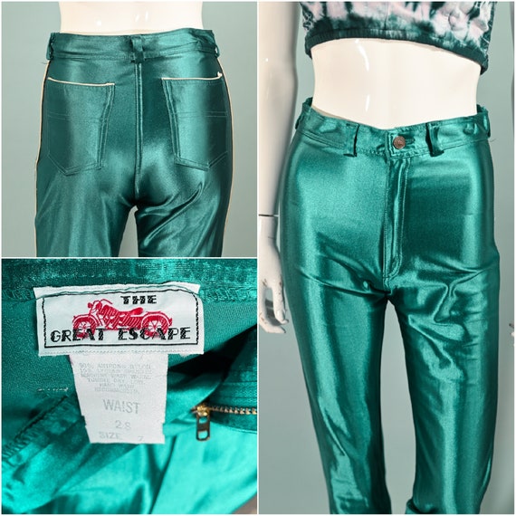 Vintage 70s Teal Spandex Disco Pants, The Great E… - image 10