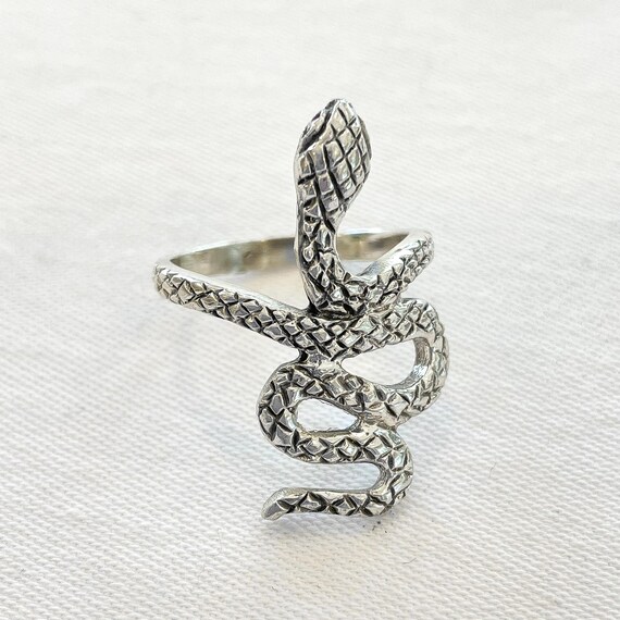 Sterling Silver Coiled Snake Ring, Southwestern E… - image 2